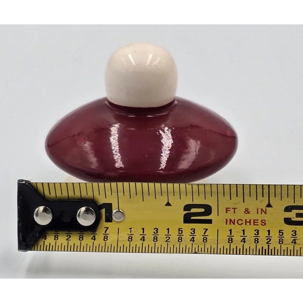 Vintage Burgundy Red and Cream Ceramic Teapot Canister Replacement Lid
